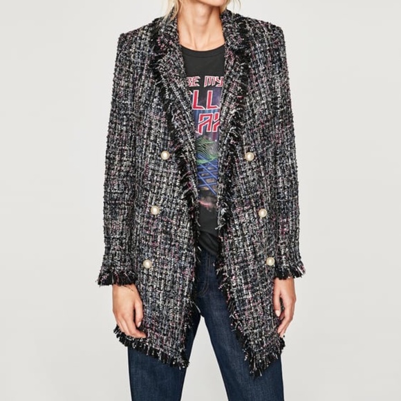ZARA Tweed & Pearl Jacket (L) - Picture 1 of 3